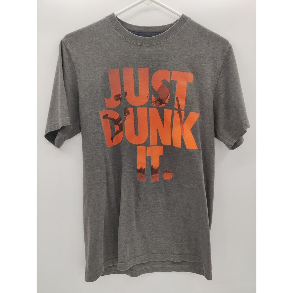Nike Just Dunk It Graphic T-Shirt Mens Size Small Gray Orange Basketball